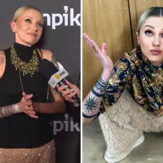 Daria Ładocha prezentuje tatuaż na ręce, ozdobiony motywem maków i wzorami geometrycznymi.