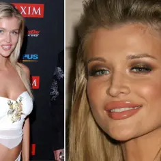 Joanna Krupa w białej kreacji, obok zbliżenie na jej twarz.