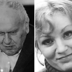 Czarno-białe portrety. Z lewej starszy mężczyzna, z prawej młoda kobieta. Czy to wspomnienie o dniu, kiedy zmarł mąż Anny German?