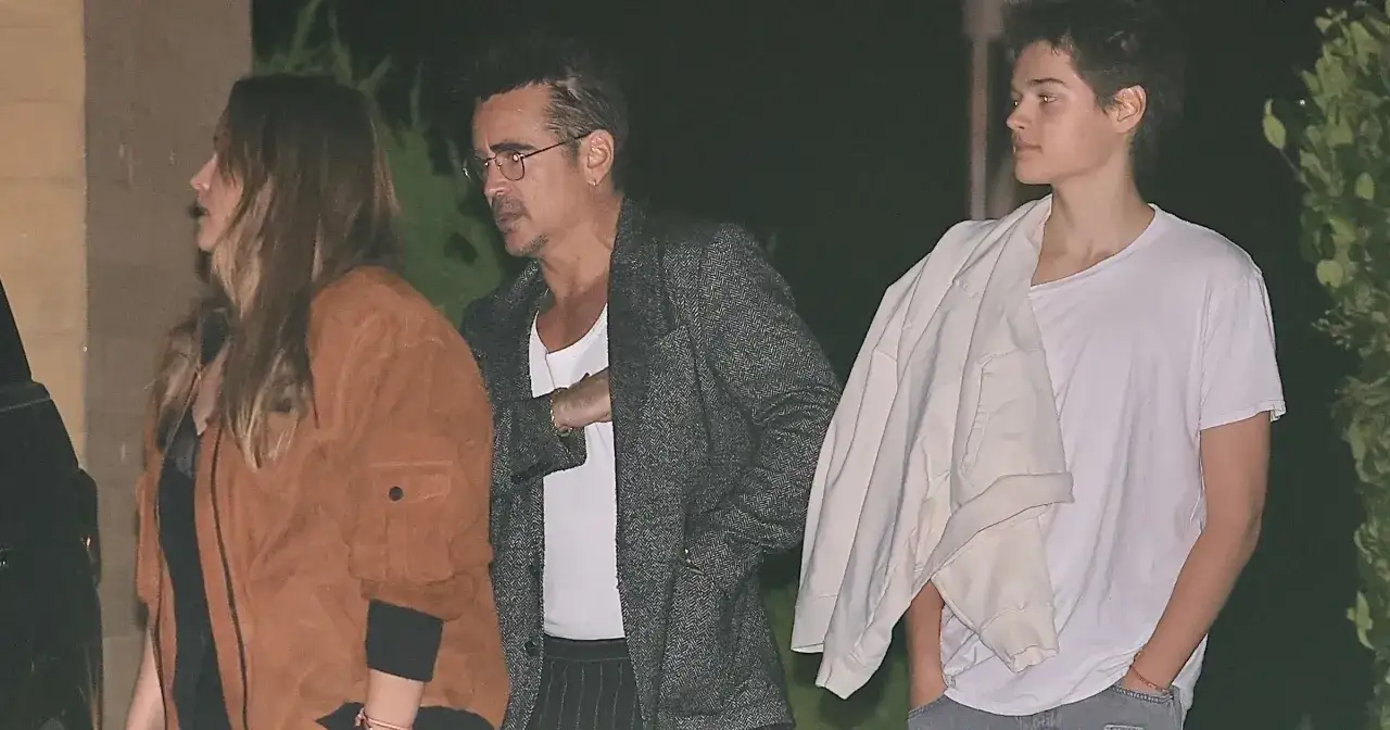 Colin Farrell z synem Henrym Tadeuszem, być może wracają do domu po wizycie u lekarza, gdy Henry Tadeusz Farrell choroba jest tematem rozmowy.